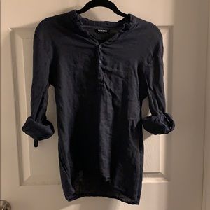 Nohow Navy Collarless Shirt